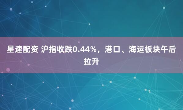 星速配资 沪指收跌0.44%，港口、海运板块午后拉升