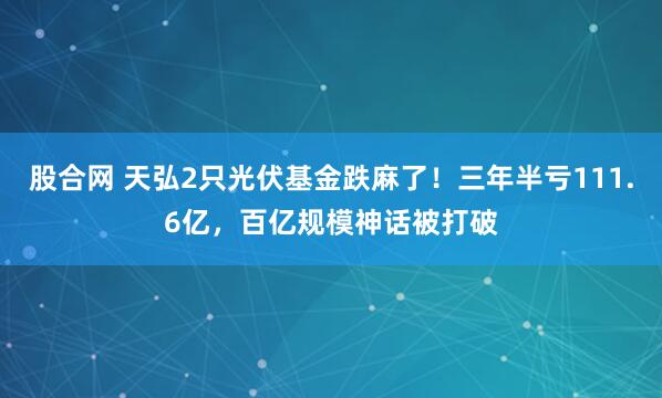 股合网 天弘2只光伏基金跌麻了！三年半亏111.6亿，百亿规模神话被打破