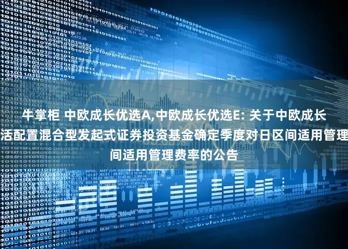 牛掌柜 中欧成长优选A,中欧成长优选E: 关于中欧成长优选回报灵活配置混合型发起式证券投资基金确定季度对日区间适用管理费率的公告